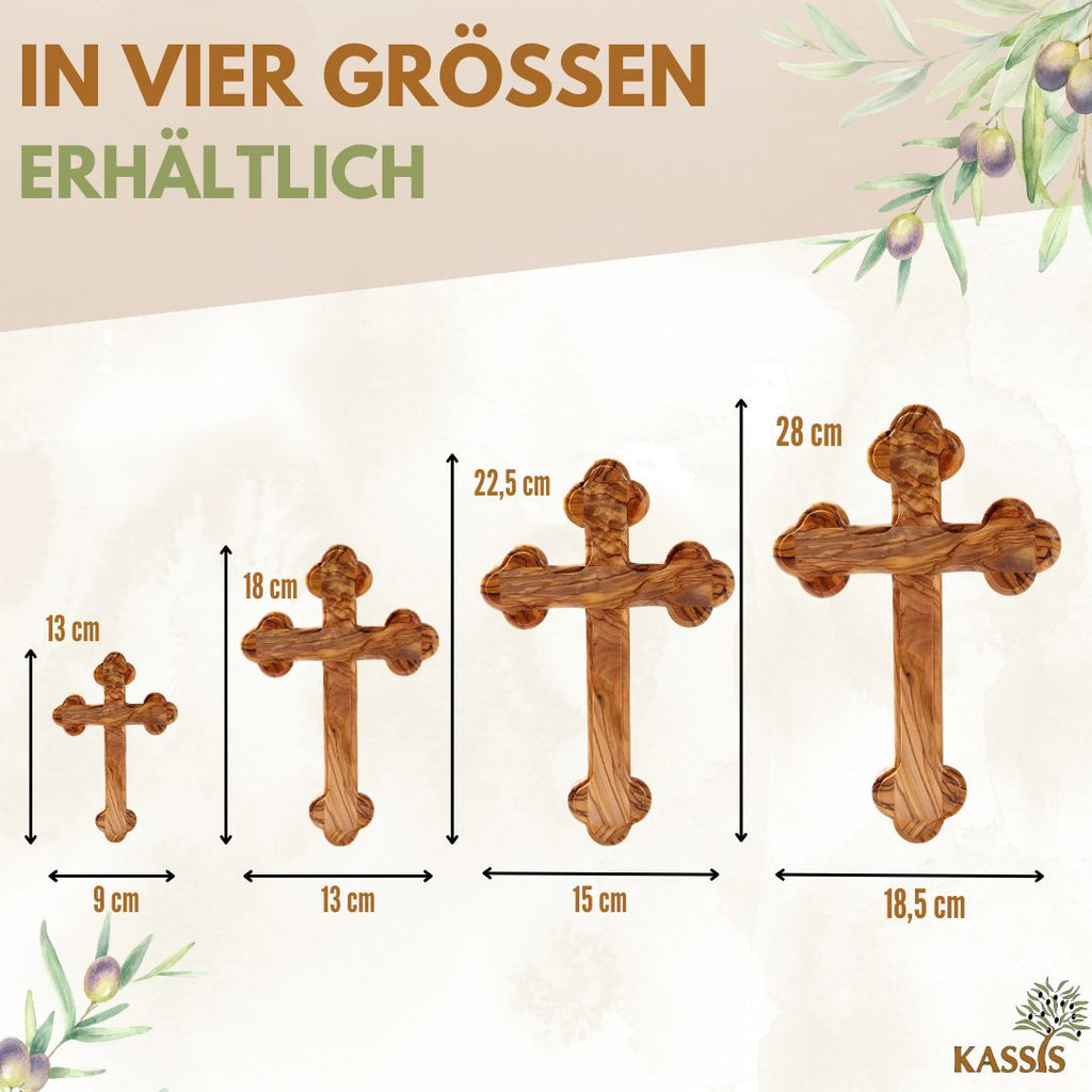 Olivenholz Kreuz mit runden Kanten | Wandkreuz Geschenk Taufe, Kommunion, Firmung