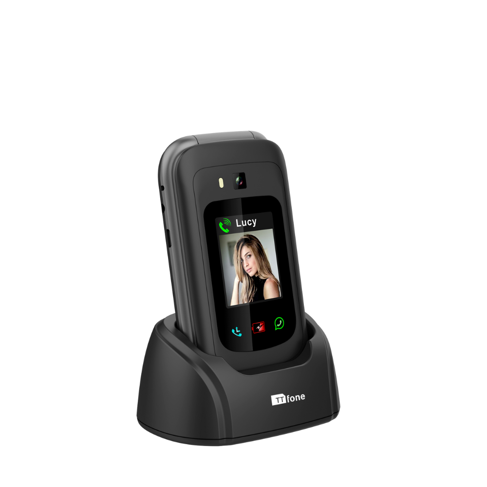 TTfone TT970 4G WhatsApp Flip Senior Big Button Mobile with Giffgaff SIM Network