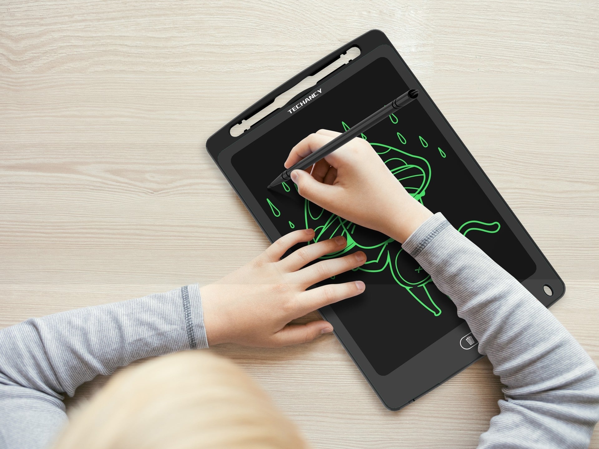 Techancy Tablet De Desenho De Caligrafia  10' TY7902, Desenho Lcd, Fino E Portátil, Apagar Com Um Toque, Preto
