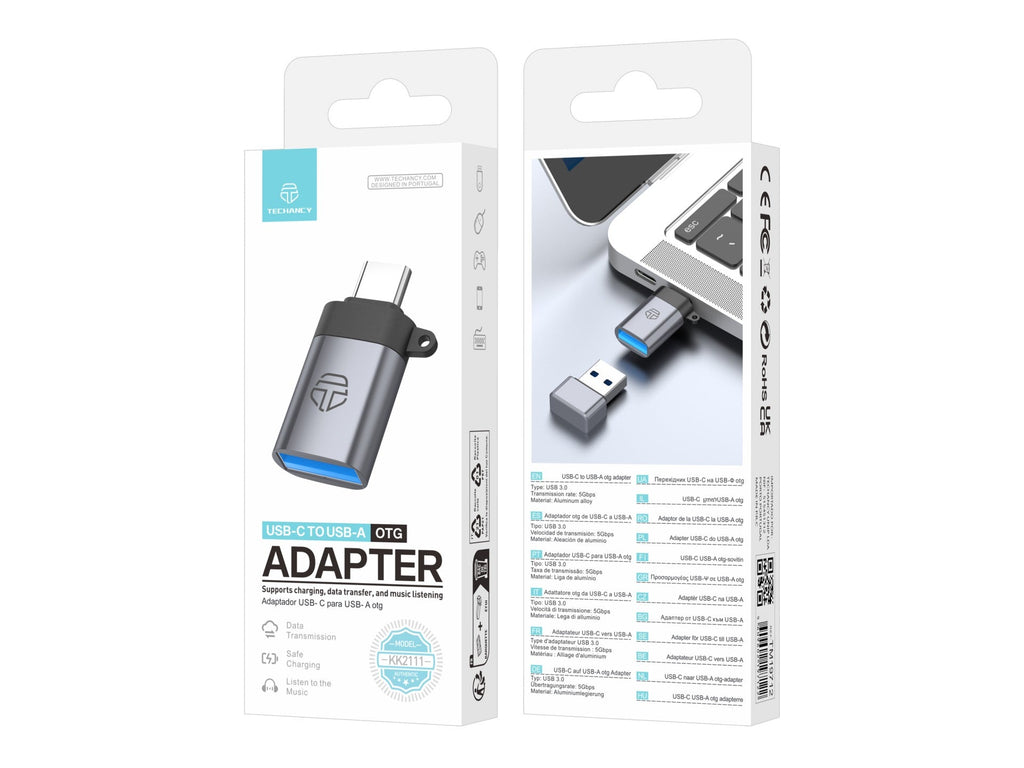 Techancy Adaptador USB-C para USB-A OTG  KK2111, Alta Velocidade de Transferência, Carregamento Seguro e Alta Compatibilidade