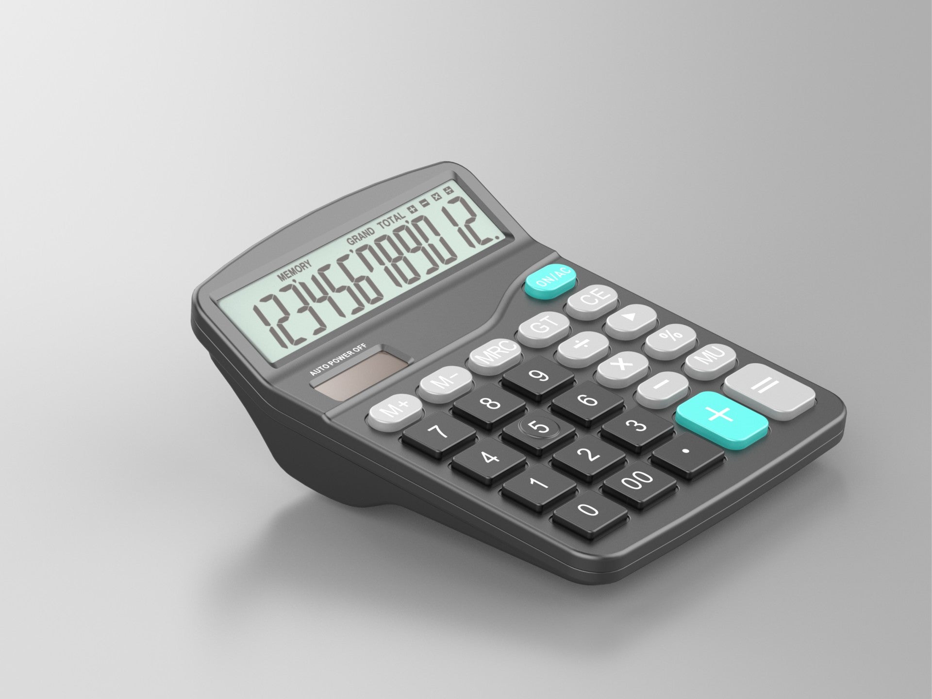 Techancy Calculadora de Mesa MK1167 12 Dígitos Dupla Energia Função GT/MU ABS TM25002 Preto
